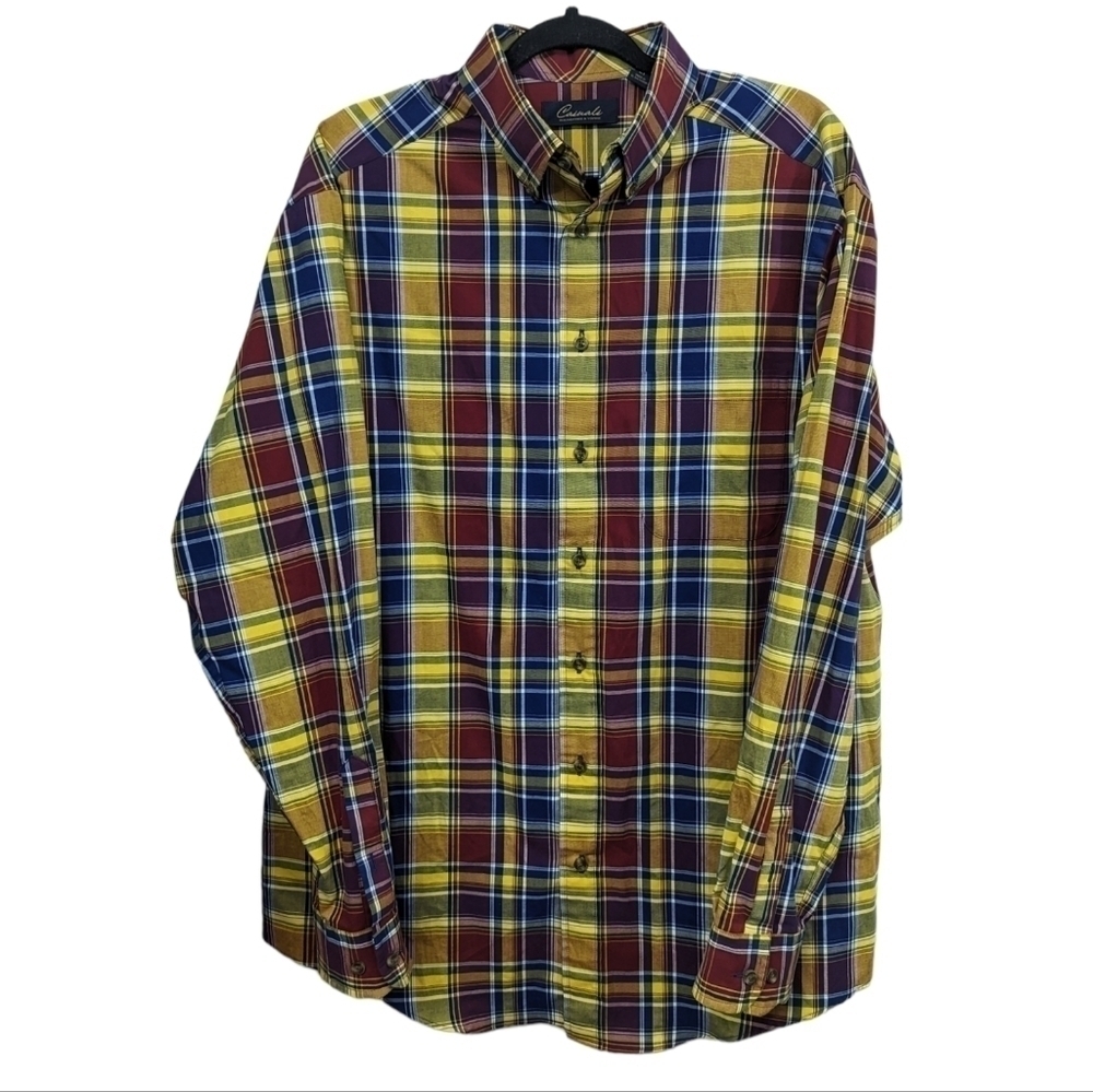 Roundtree & Yorke Casuals Men's Plaid Button Down Sz LT